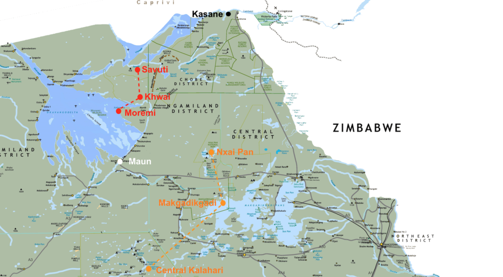 Botswana safari map