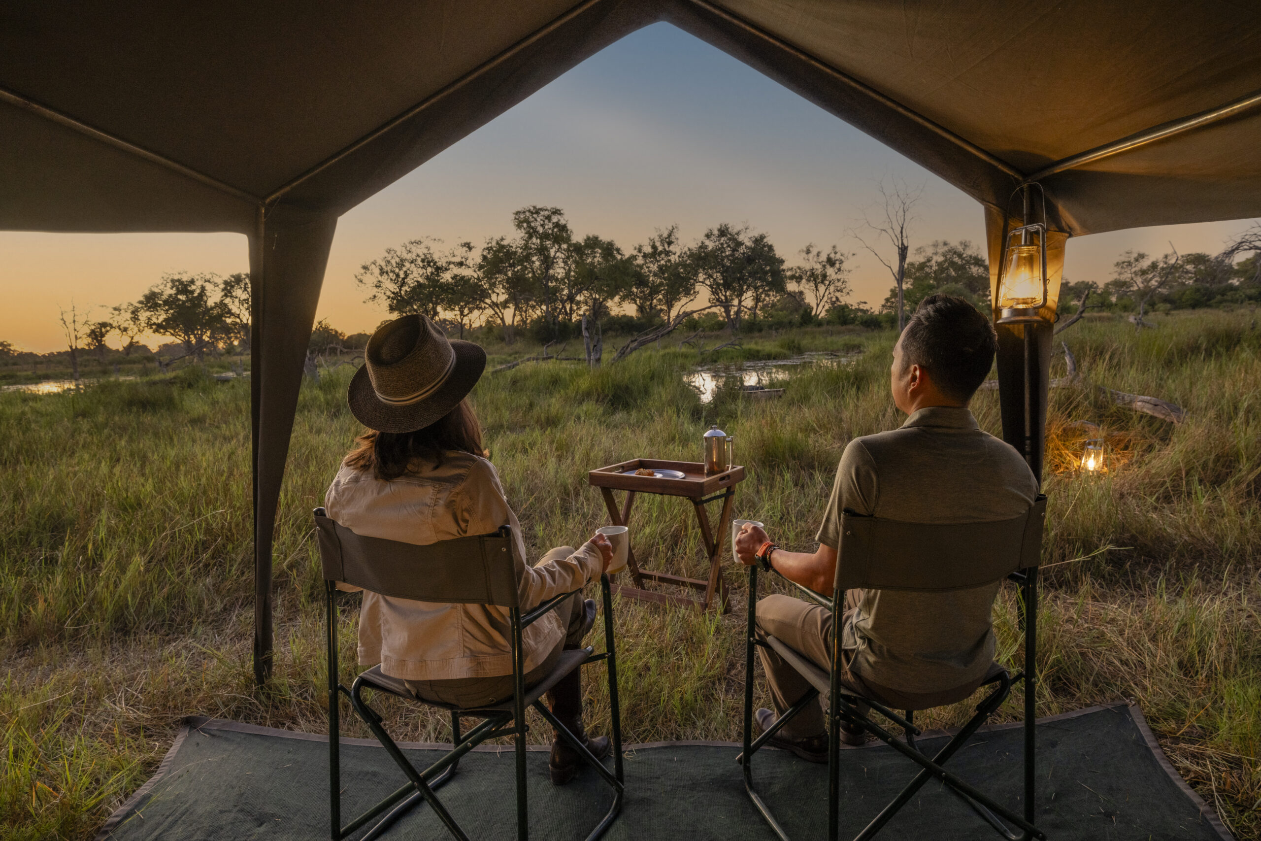 safari guests at camp