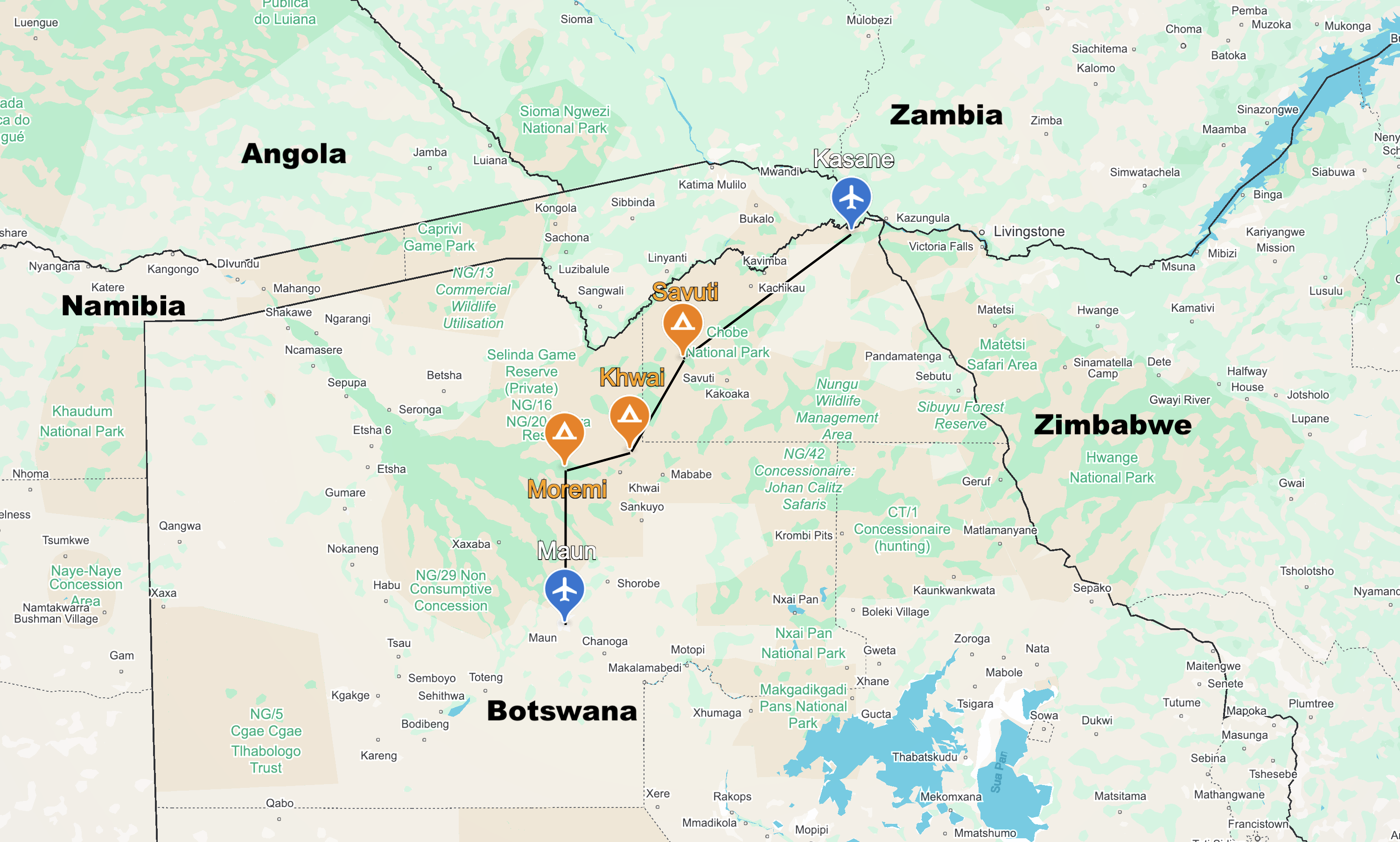 9 Day Safari Map